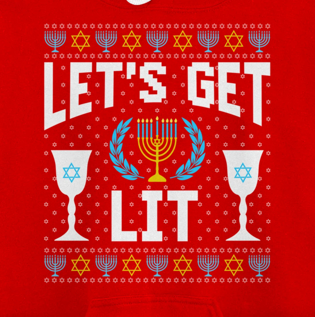 Let's Get Lit Hanukkah Jew Menorah Jewish Chanukkah Pullover Hoodie