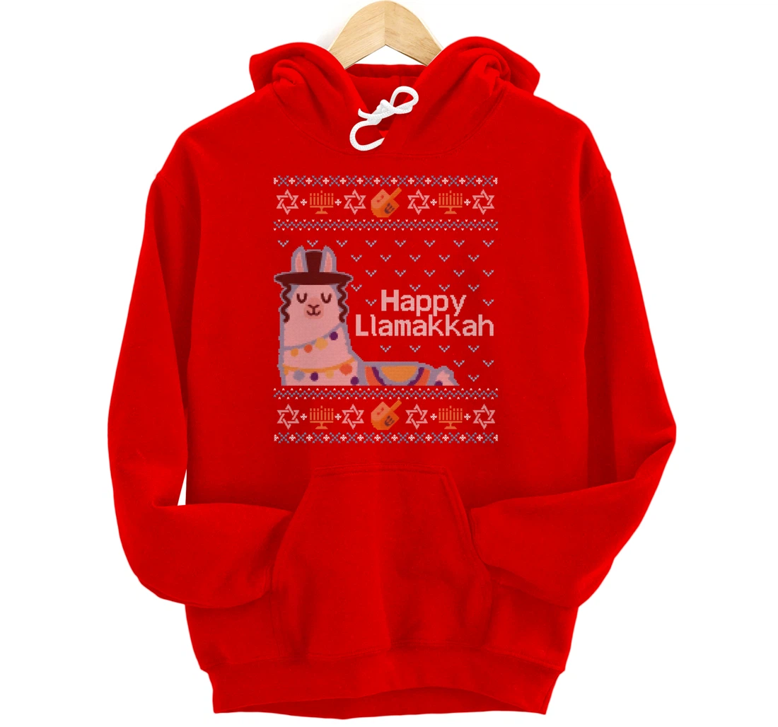 Funny Ugly Hanukkah Sweater Llama Llamakkah Pullover Hoodie