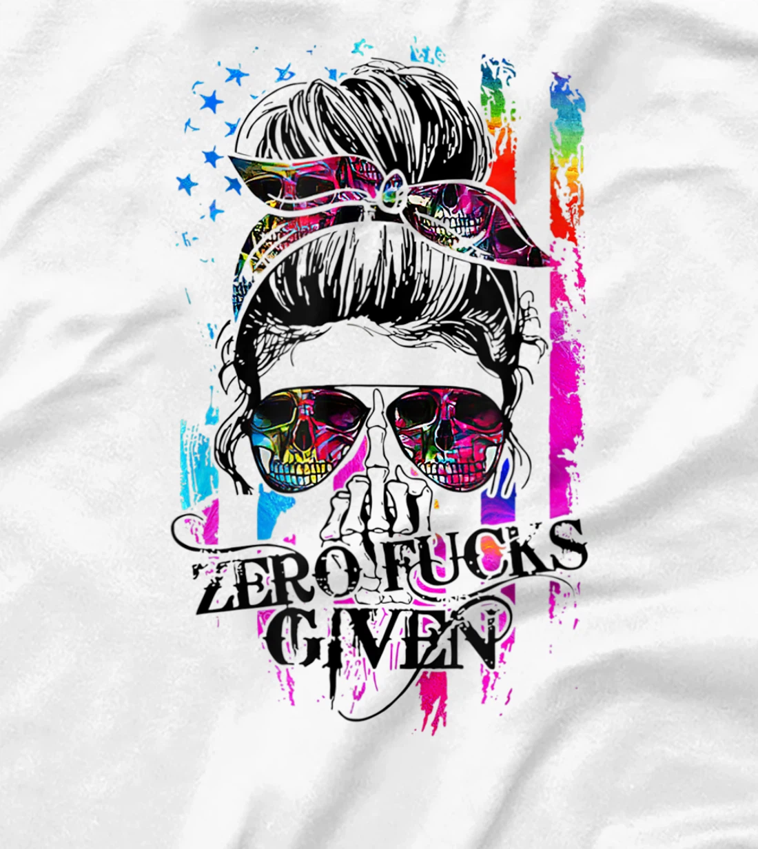 Womens Zero Fucks Given Skull Women Skeleton Rainbow Flag T-Shirt, Women T-Shirt T-Shirt, Women T-Shirt
