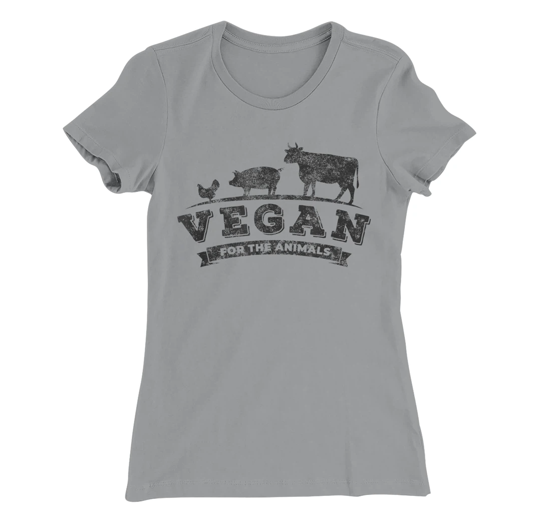 Womens Vegan For The Animals Plant Based Veggie Retro Vintage Logo T-Shirt, Kid T-Shirt and Women T-Shirt