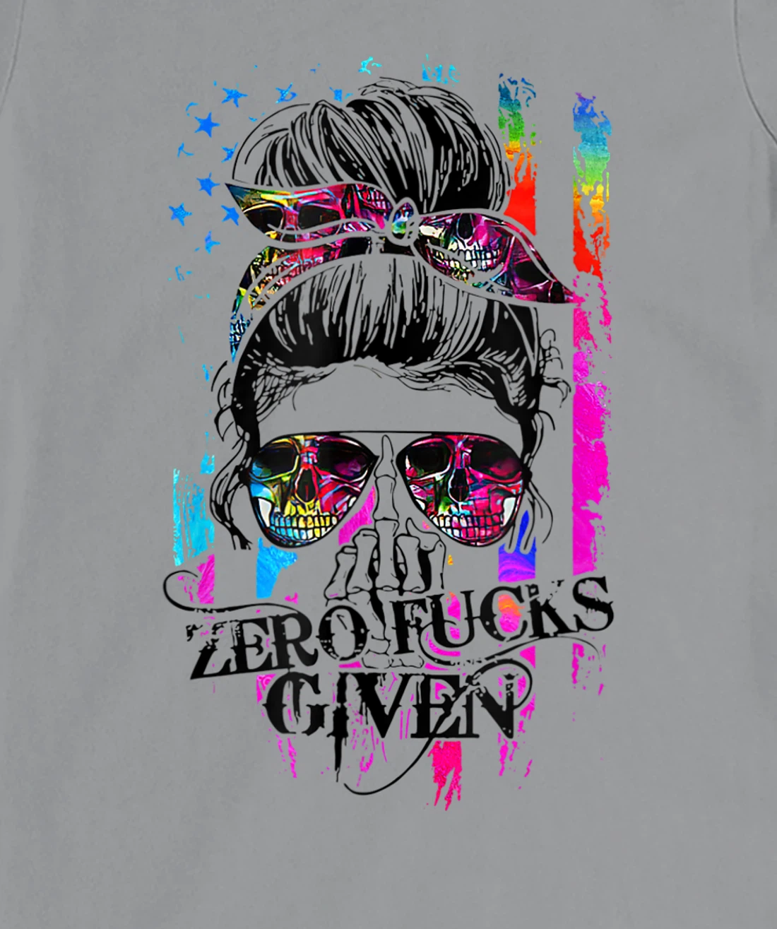 Womens Zero Fucks Given Skull Women Skeleton Rainbow Flag T-Shirt, Women T-Shirt T-Shirt, Women T-Shirt