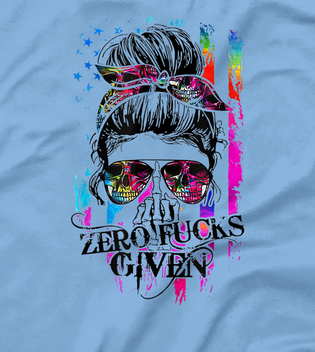 Womens Zero Fucks Given Skull Women Skeleton Rainbow Flag T-Shirt, Women T-Shirt T-Shirt, Women T-Shirt