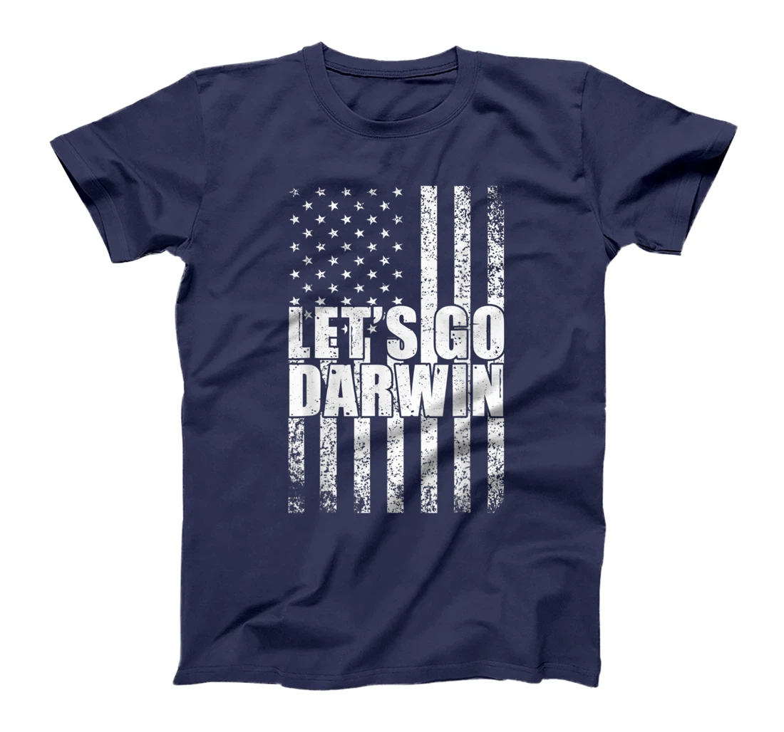 Lets Go Darwin Funny Sarcastic Vintage us Flag Graphic T-Shirt, Women T-Shirt