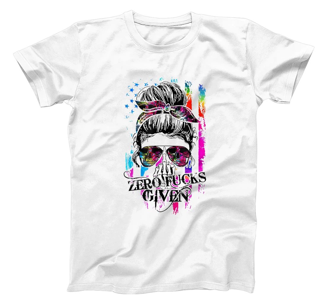 Womens Zero Fucks Given Skull Women Skeleton Rainbow Flag T-Shirt, Women T-Shirt T-Shirt, Women T-Shirt