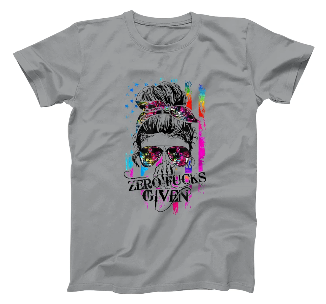 Womens Zero Fucks Given Skull Women Skeleton Rainbow Flag T-Shirt, Women T-Shirt T-Shirt, Women T-Shirt