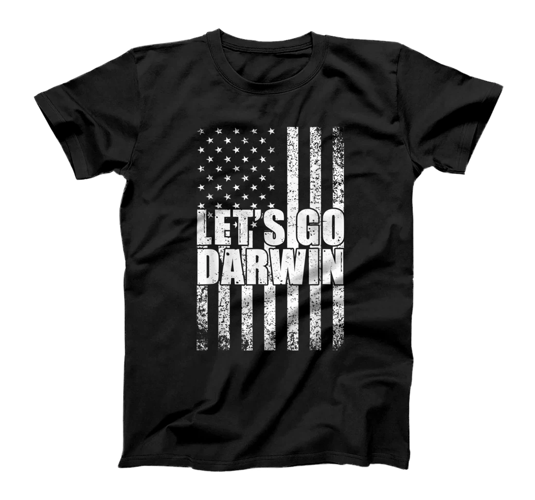 Lets Go Darwin Funny Sarcastic Vintage us Flag Graphic T-Shirt, Women T-Shirt