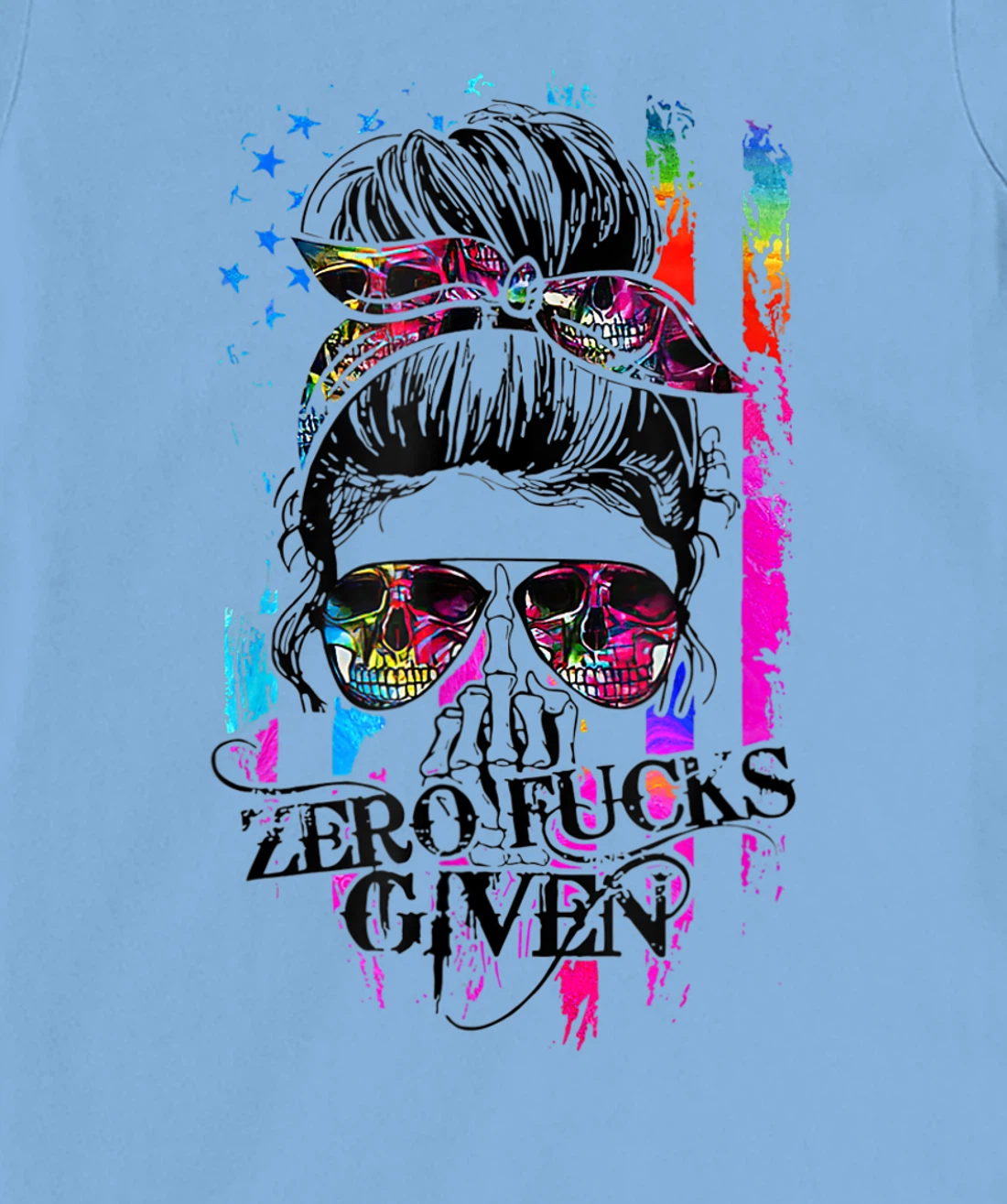 Womens Zero Fucks Given Skull Women Skeleton Rainbow Flag T-Shirt, Women T-Shirt T-Shirt, Women T-Shirt