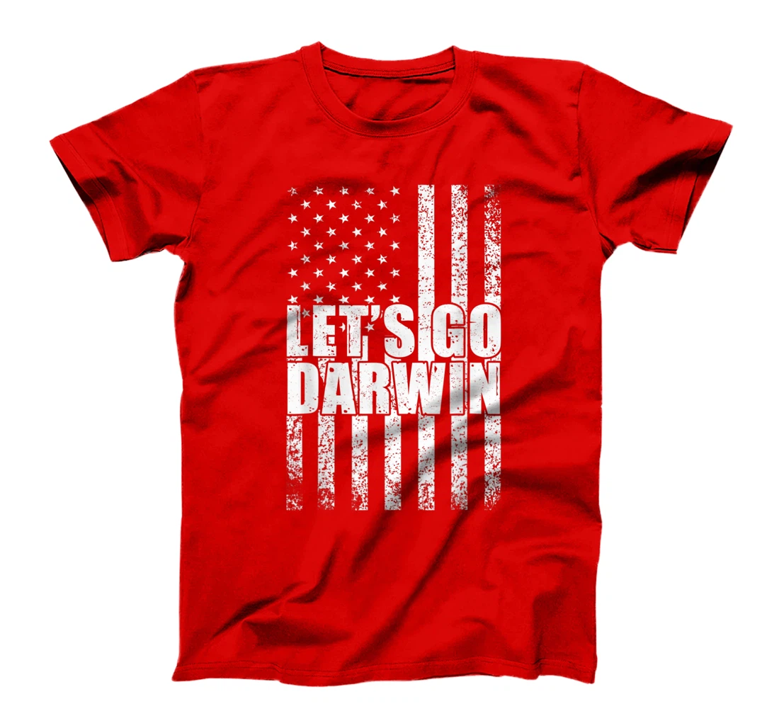 Lets Go Darwin Funny Sarcastic Vintage us Flag Graphic T-Shirt, Women T-Shirt