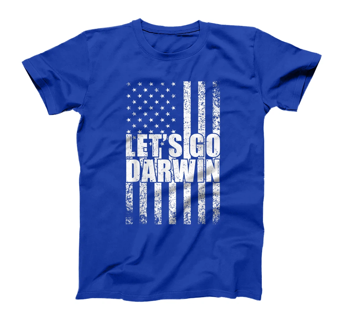 Lets Go Darwin Funny Sarcastic Vintage us Flag Graphic T-Shirt, Women T-Shirt