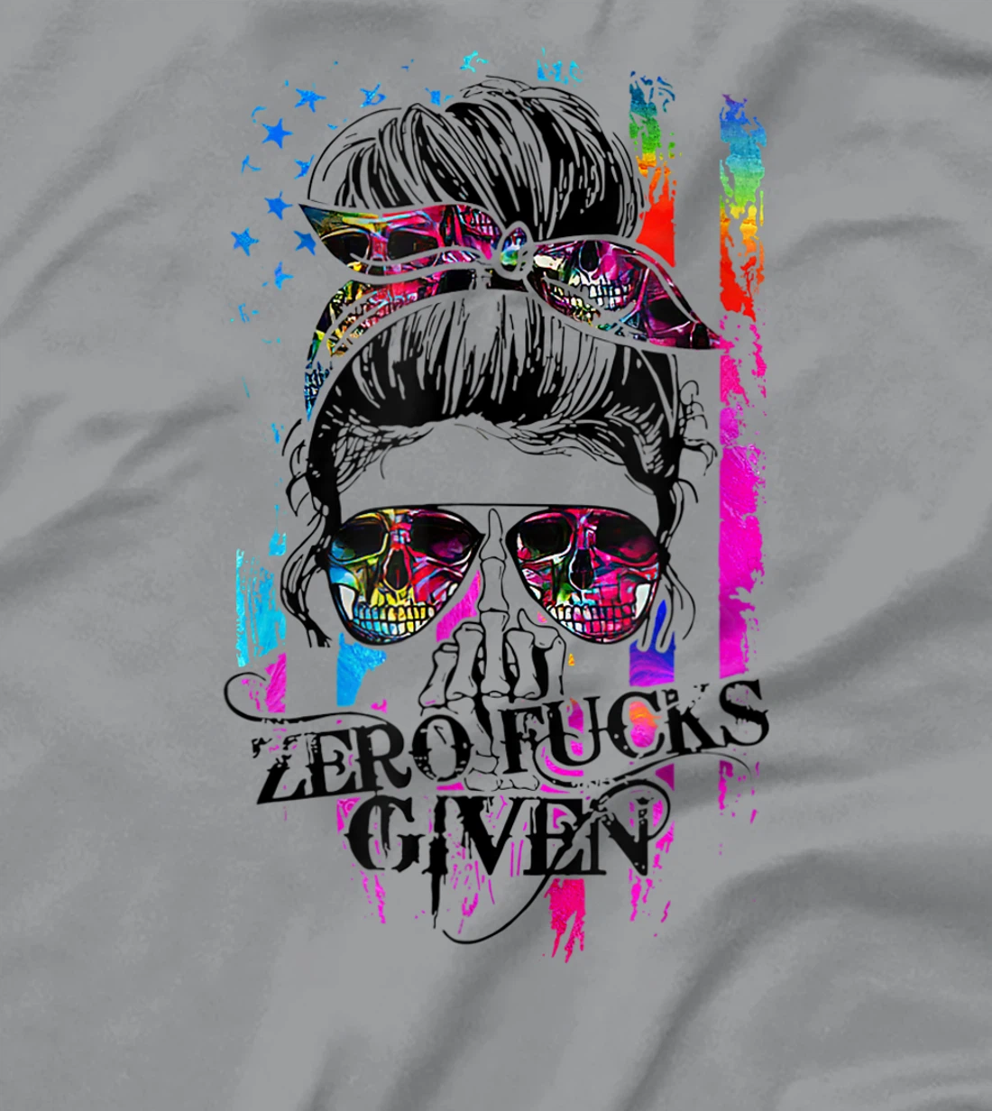 Womens Zero Fucks Given Skull Women Skeleton Rainbow Flag T-Shirt, Women T-Shirt T-Shirt, Women T-Shirt