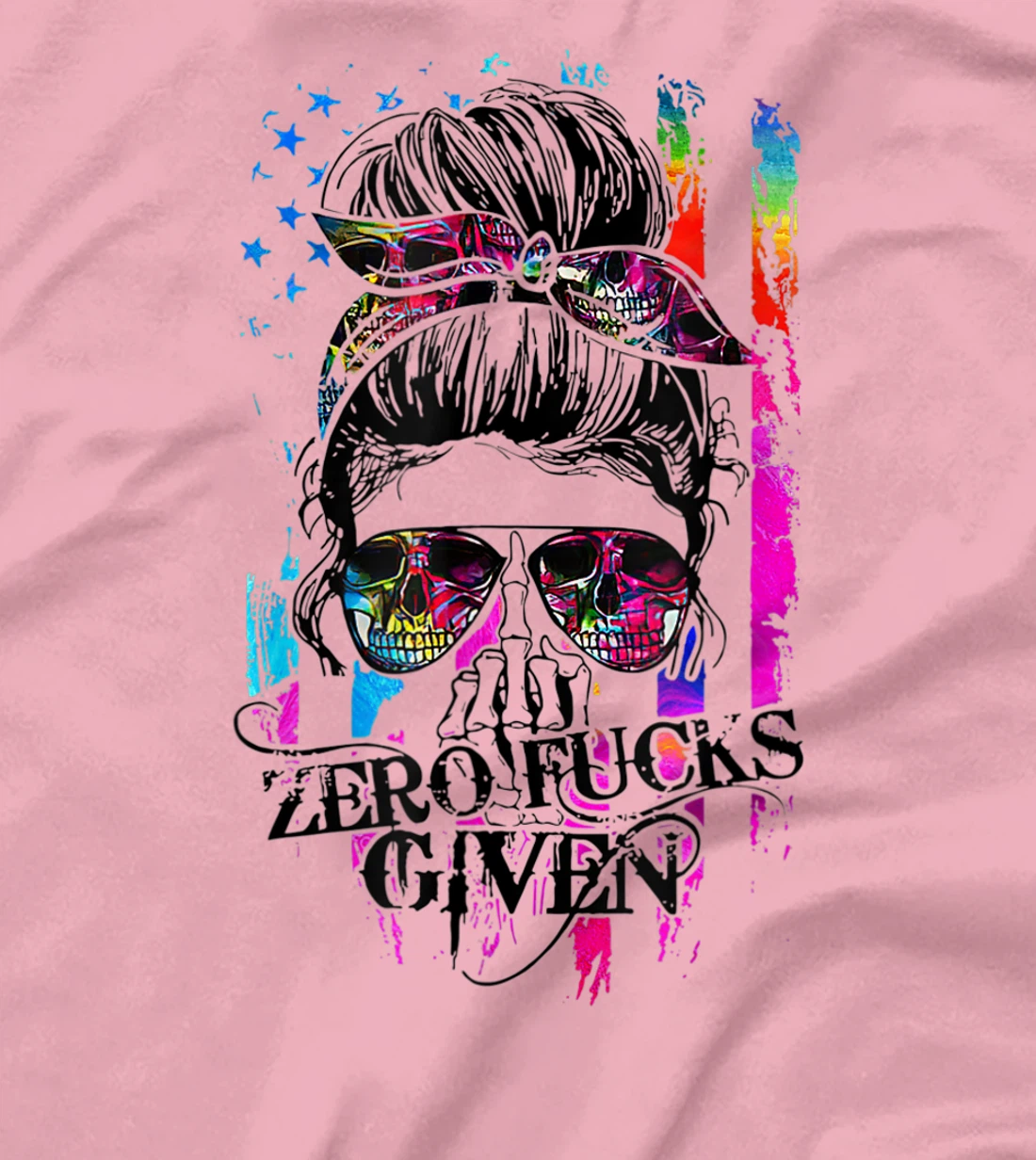 Womens Zero Fucks Given Skull Women Skeleton Rainbow Flag T-Shirt, Women T-Shirt T-Shirt, Women T-Shirt