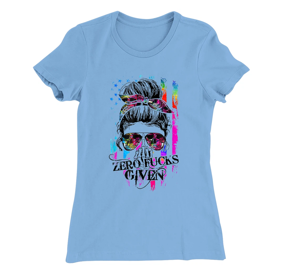 Womens Zero Fucks Given Skull Women Skeleton Rainbow Flag T-Shirt, Women T-Shirt T-Shirt, Women T-Shirt