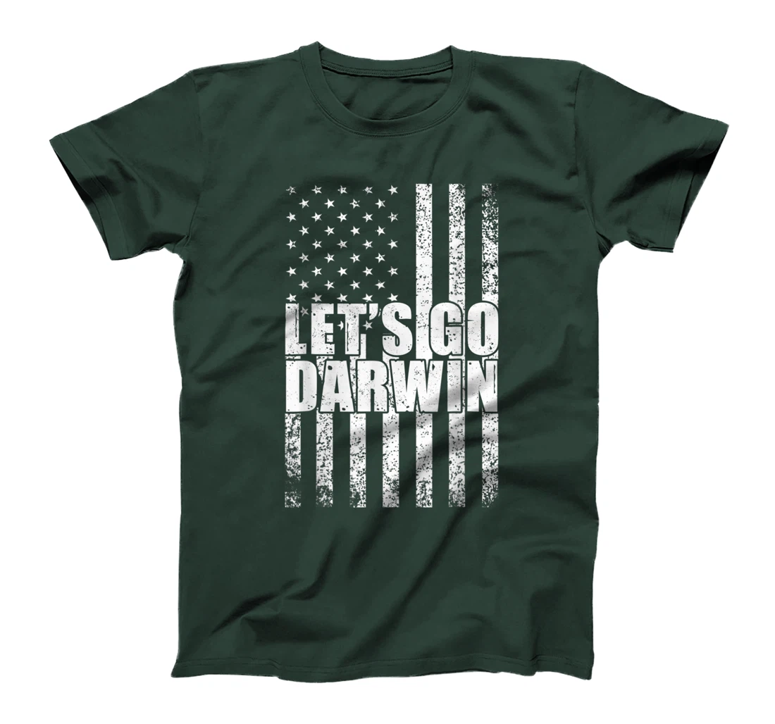 Lets Go Darwin Funny Sarcastic Vintage us Flag Graphic T-Shirt, Women T-Shirt