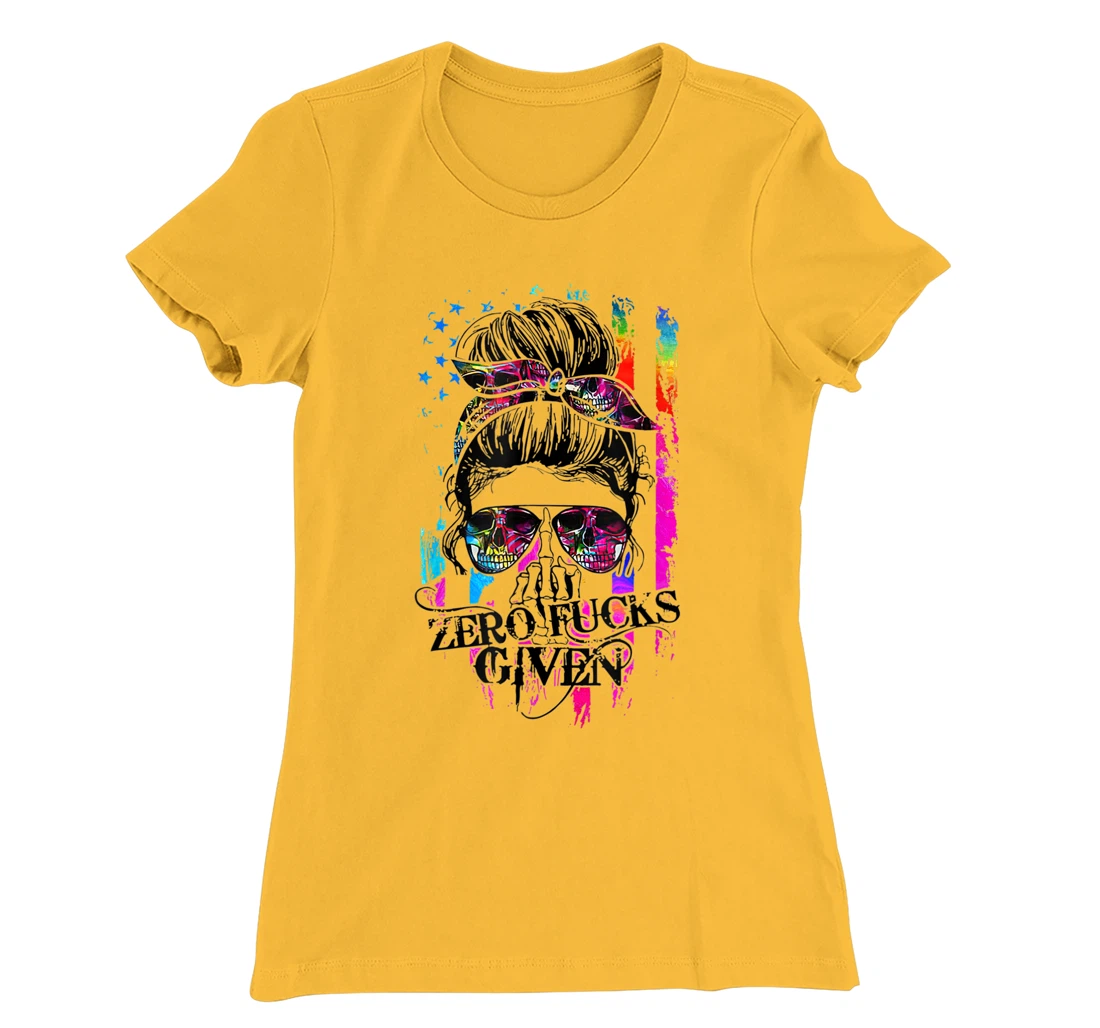 Womens Zero Fucks Given Skull Women Skeleton Rainbow Flag T-Shirt, Women T-Shirt T-Shirt, Women T-Shirt