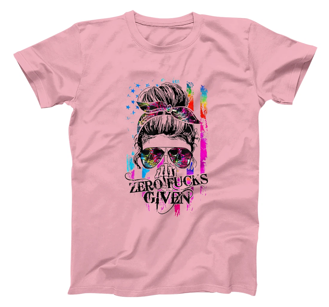 Womens Zero Fucks Given Skull Women Skeleton Rainbow Flag T-Shirt, Women T-Shirt T-Shirt, Women T-Shirt