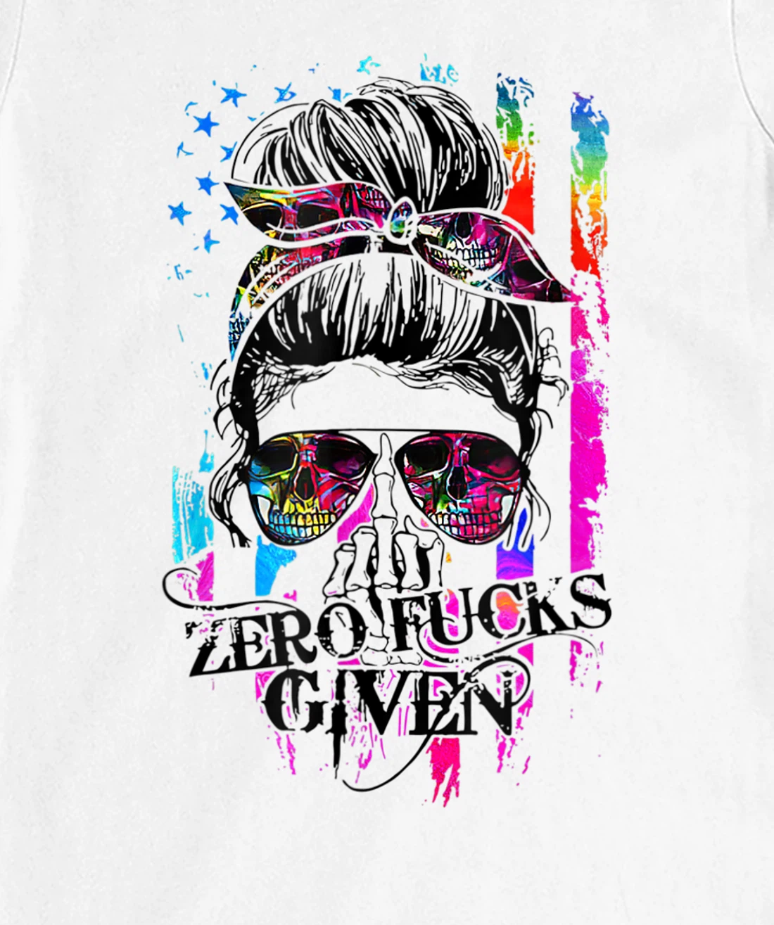 Womens Zero Fucks Given Skull Women Skeleton Rainbow Flag T-Shirt, Women T-Shirt T-Shirt, Women T-Shirt