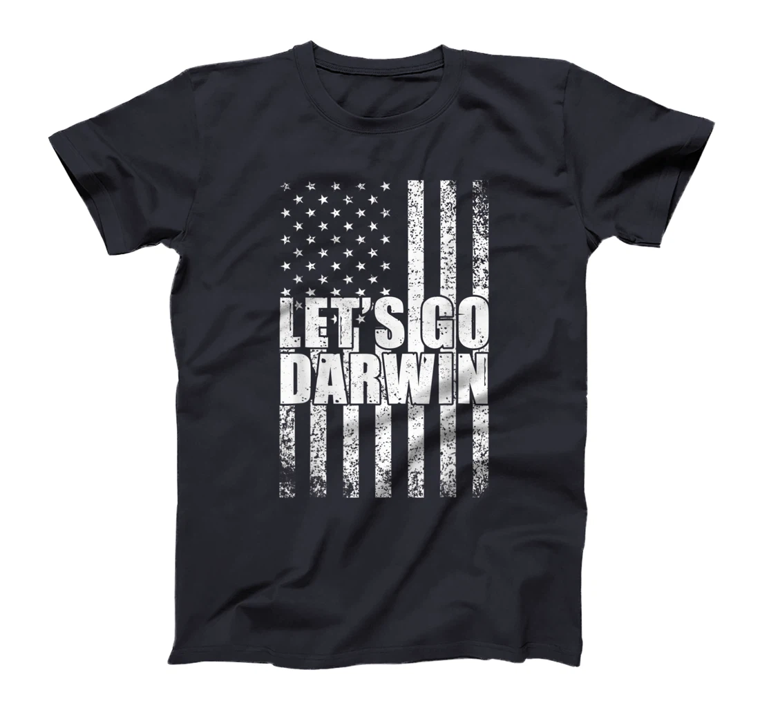 Lets Go Darwin Funny Sarcastic Vintage us Flag Graphic T-Shirt, Women T-Shirt