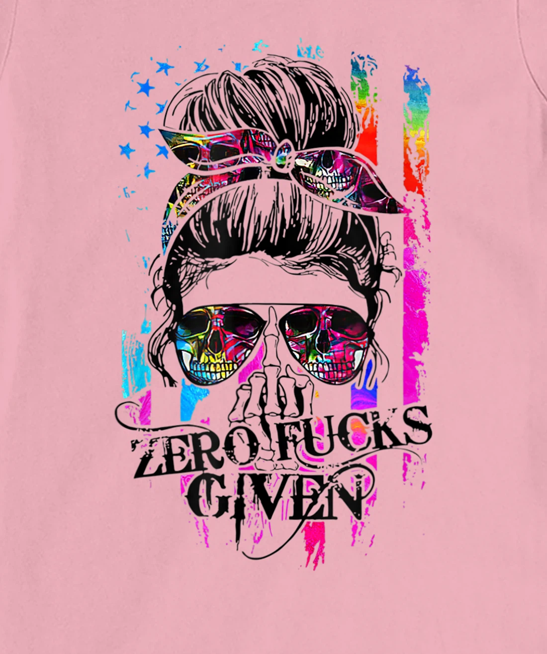 Womens Zero Fucks Given Skull Women Skeleton Rainbow Flag T-Shirt, Women T-Shirt T-Shirt, Women T-Shirt