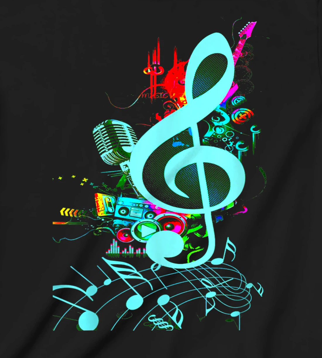 Vintage Music Treble Clef Keys Of 80s 90s Mix Tape Gift T-Shirt, Kid T-Shirt and Women T-Shirt