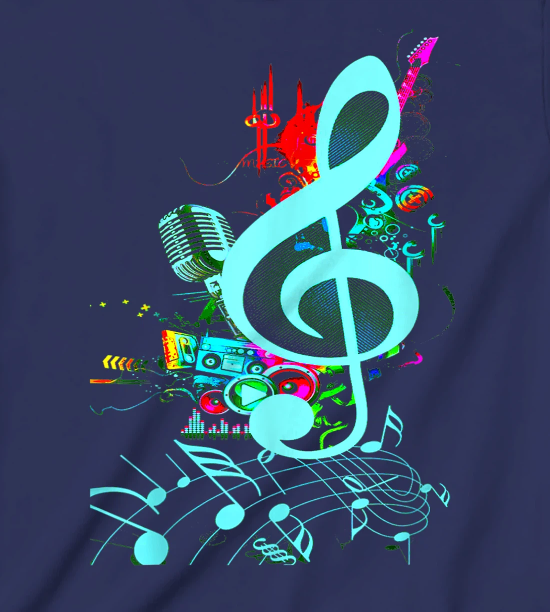 Vintage Music Treble Clef Keys Of 80s 90s Mix Tape Gift T-Shirt, Kid T-Shirt and Women T-Shirt