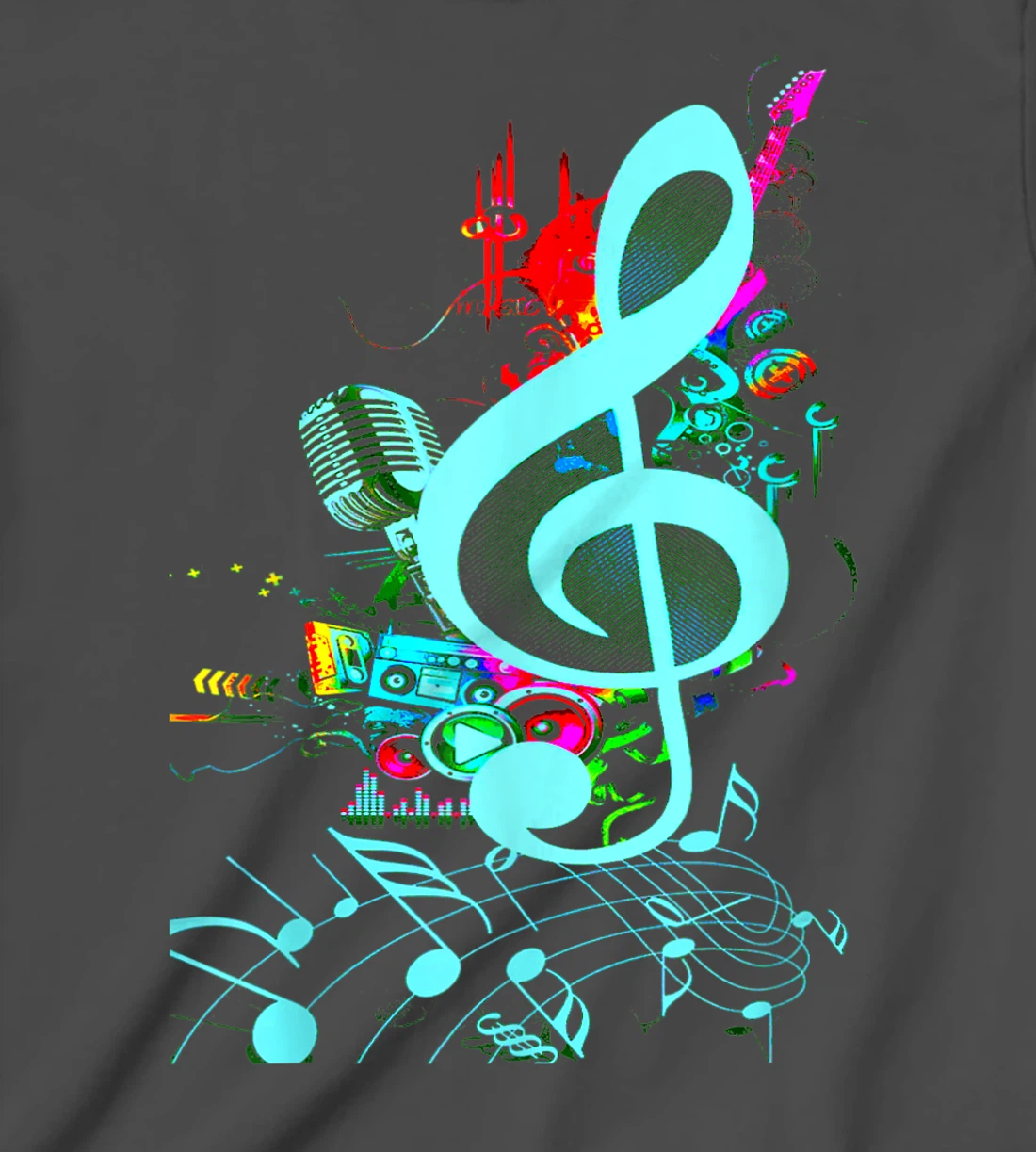 Vintage Music Treble Clef Keys Of 80s 90s Mix Tape Gift T-Shirt, Kid T-Shirt and Women T-Shirt
