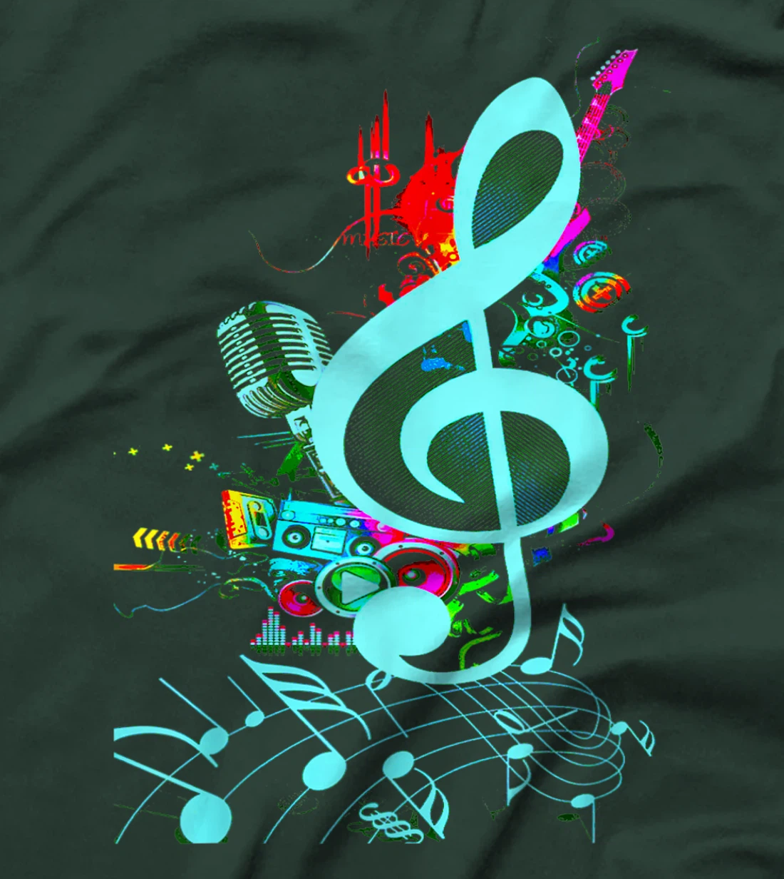 Vintage Music Treble Clef Keys Of 80s 90s Mix Tape Gift T-Shirt, Kid T-Shirt and Women T-Shirt