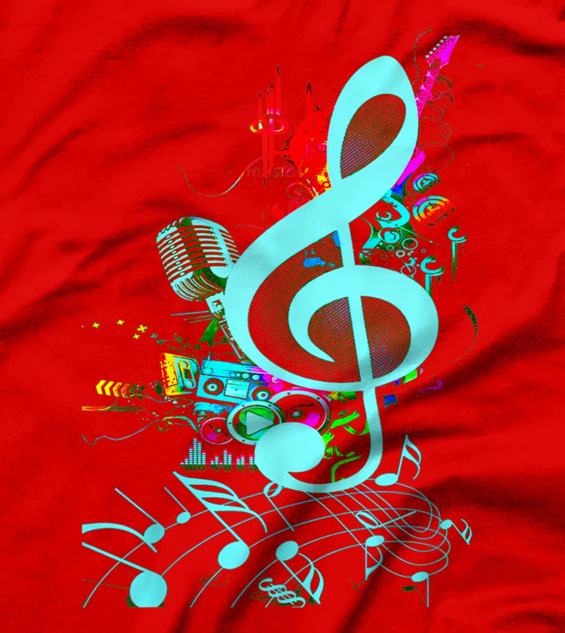 Vintage Music Treble Clef Keys Of 80s 90s Mix Tape Gift T-Shirt, Kid T-Shirt and Women T-Shirt
