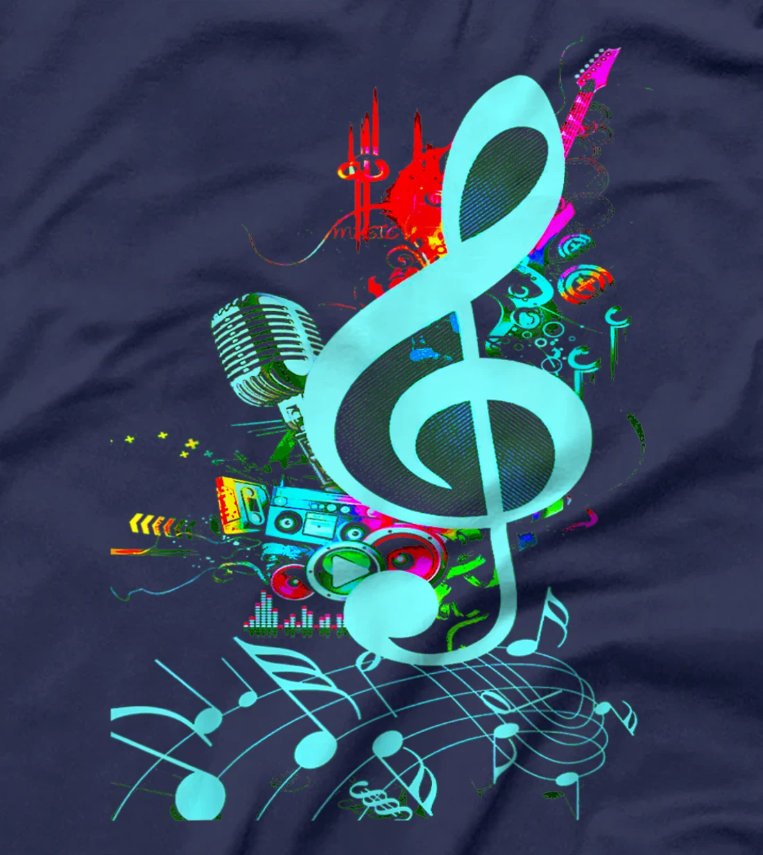 Vintage Music Treble Clef Keys Of 80s 90s Mix Tape Gift T-Shirt, Kid T-Shirt and Women T-Shirt