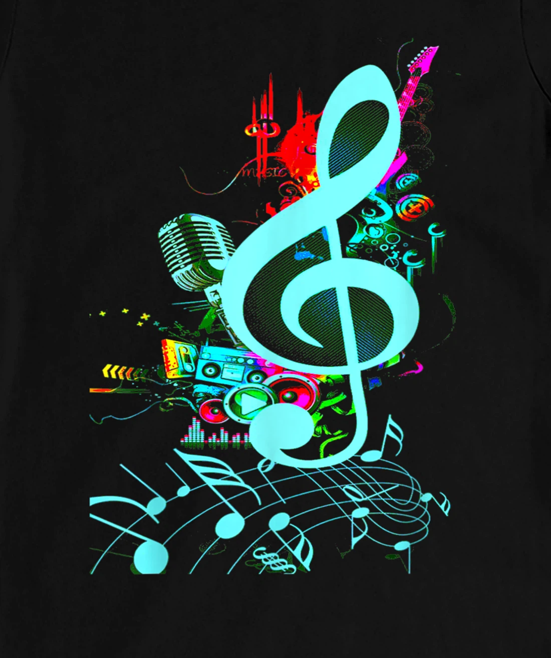 Vintage Music Treble Clef Keys Of 80s 90s Mix Tape Gift T-Shirt, Kid T-Shirt and Women T-Shirt
