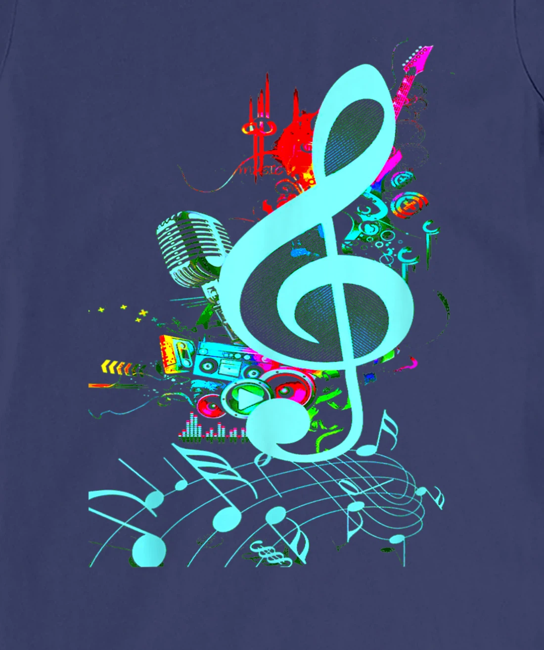 Vintage Music Treble Clef Keys Of 80s 90s Mix Tape Gift T-Shirt, Kid T-Shirt and Women T-Shirt