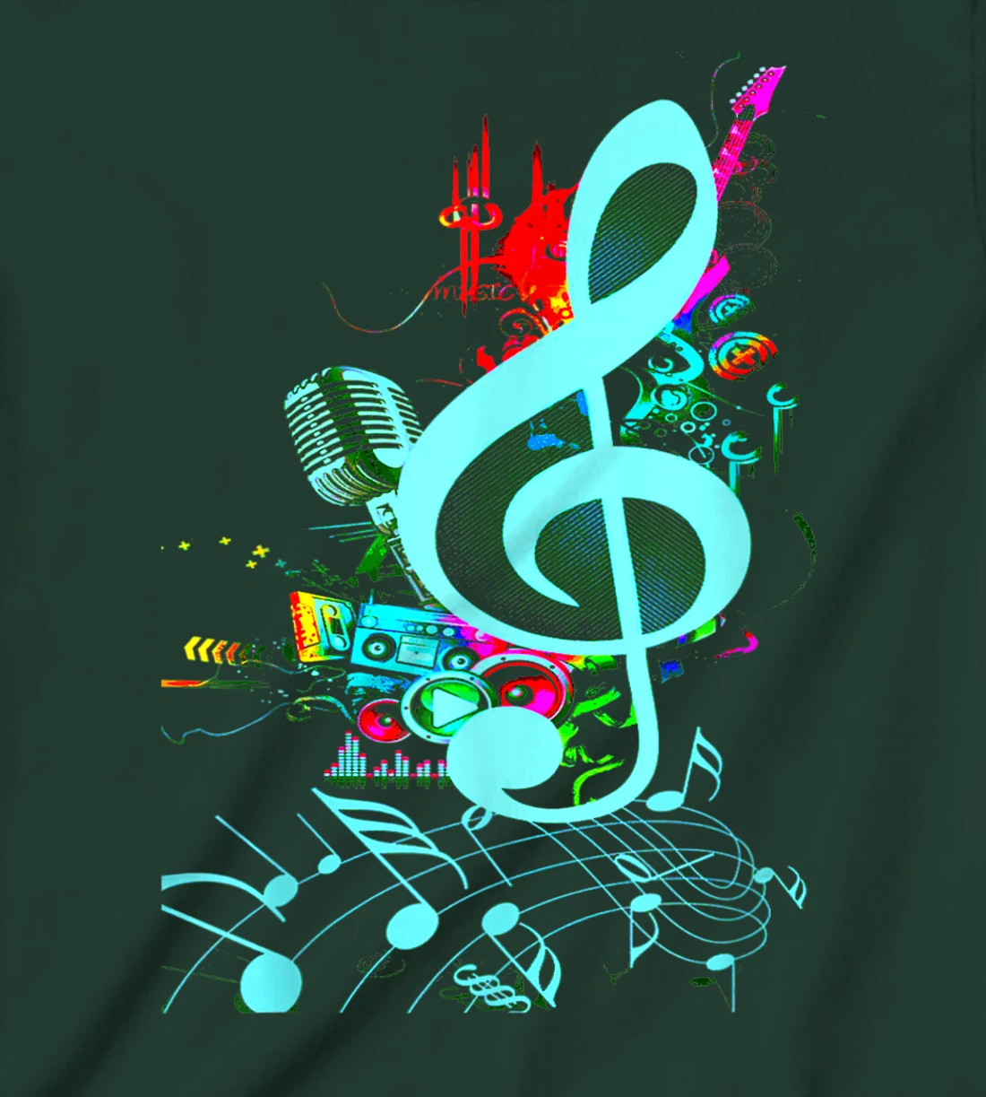 Vintage Music Treble Clef Keys Of 80s 90s Mix Tape Gift T-Shirt, Kid T-Shirt and Women T-Shirt