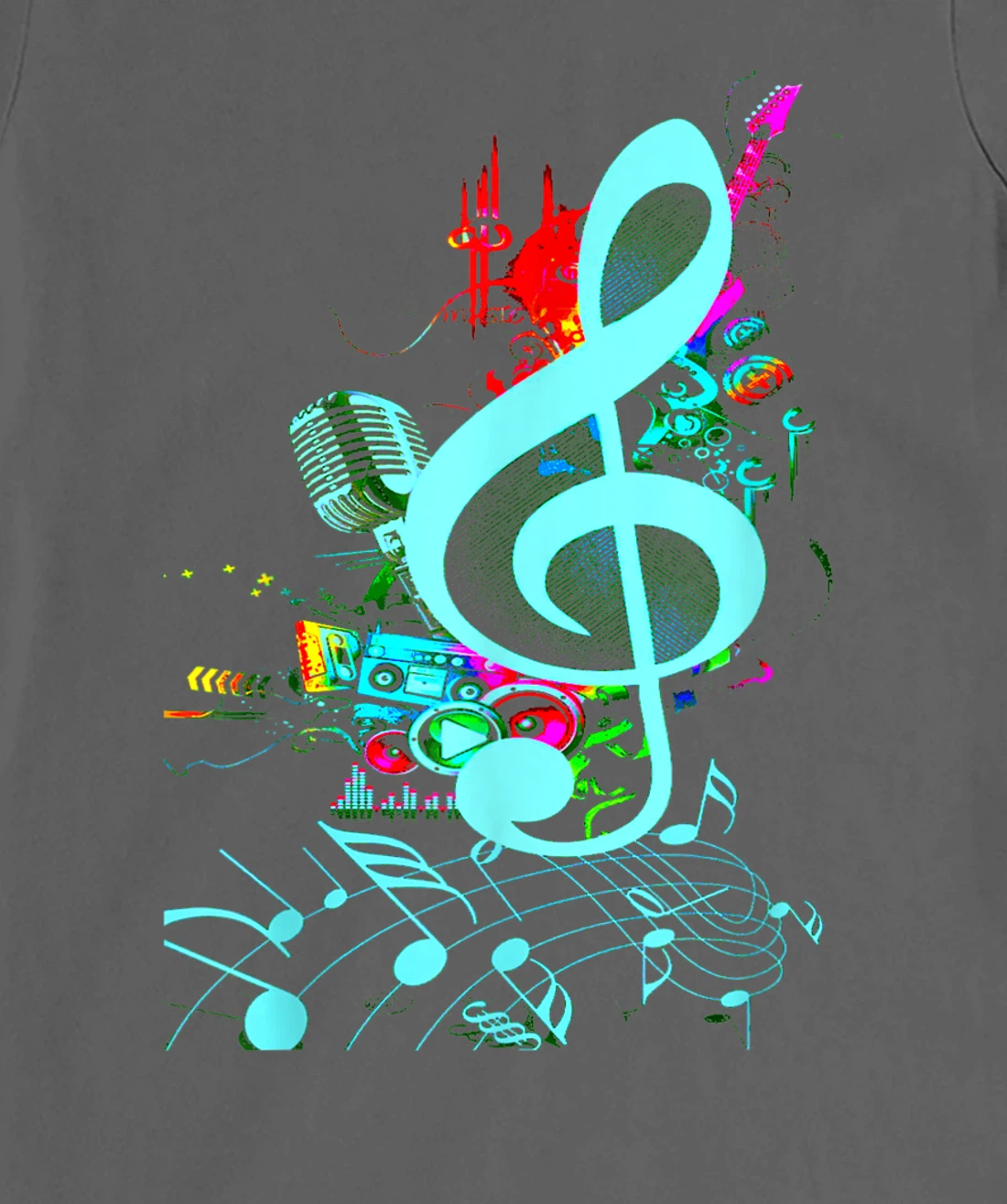 Vintage Music Treble Clef Keys Of 80s 90s Mix Tape Gift T-Shirt, Kid T-Shirt and Women T-Shirt
