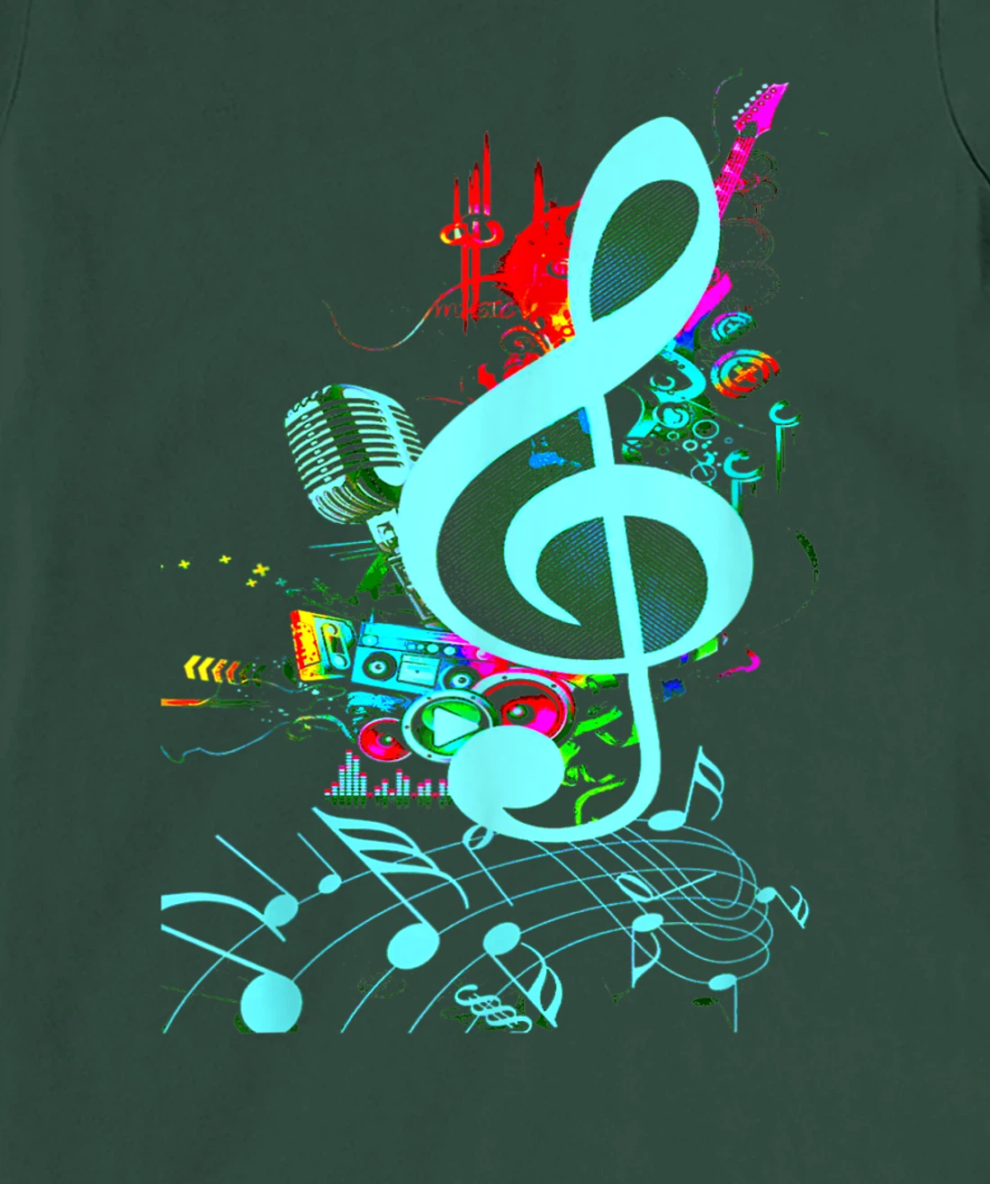 Vintage Music Treble Clef Keys Of 80s 90s Mix Tape Gift T-Shirt, Kid T-Shirt and Women T-Shirt