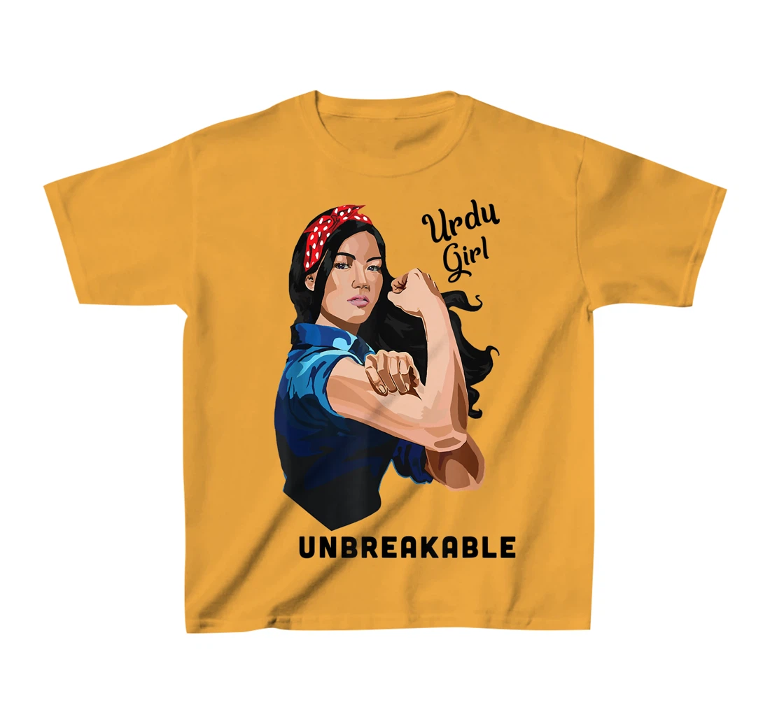 Womens Urdu Girl Unbreakable Rosie Riveter Retro Proud Heritage T-Shirt, Kid T-Shirt and Women T-Shirt