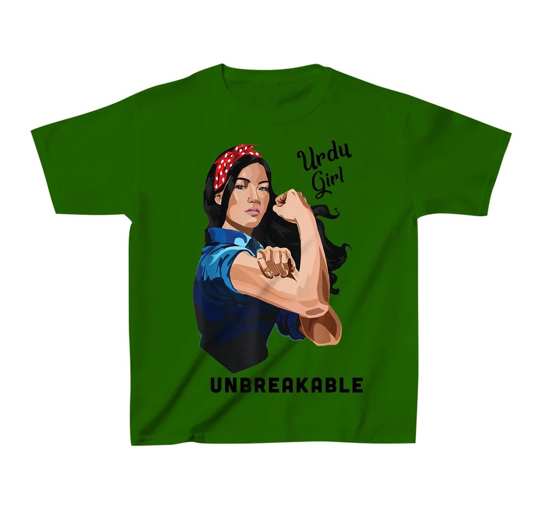 Womens Urdu Girl Unbreakable Rosie Riveter Retro Proud Heritage T-Shirt, Kid T-Shirt and Women T-Shirt
