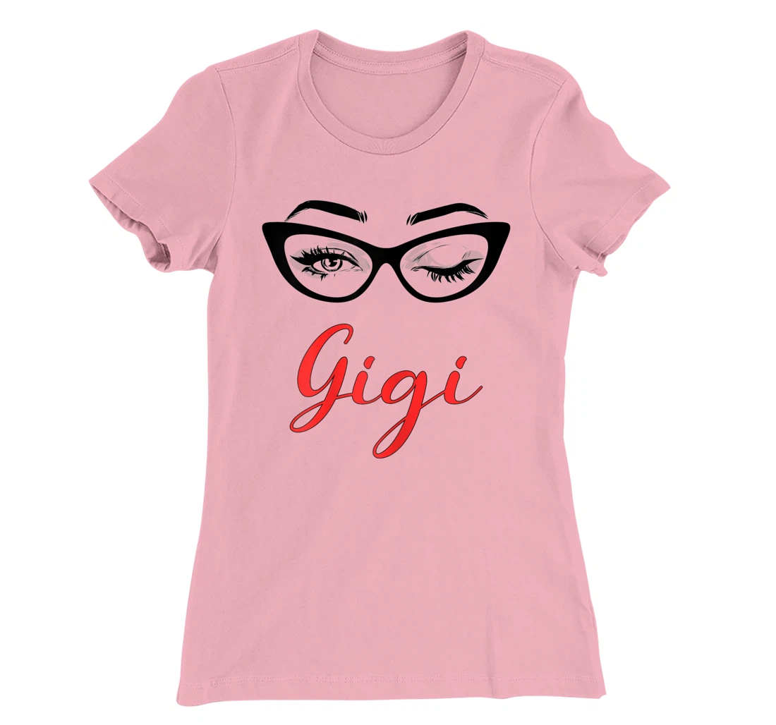 Womens Gigi Eyes Wink Cute Glasses T-Shirt, Women T-Shirt