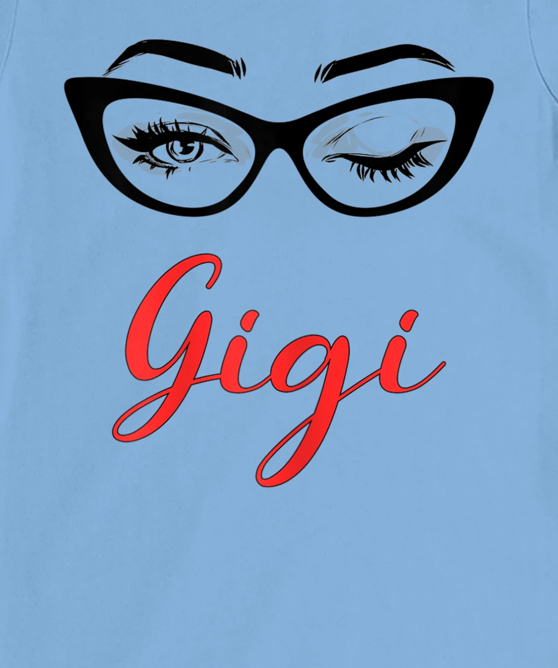 Womens Gigi Eyes Wink Cute Glasses T-Shirt, Women T-Shirt