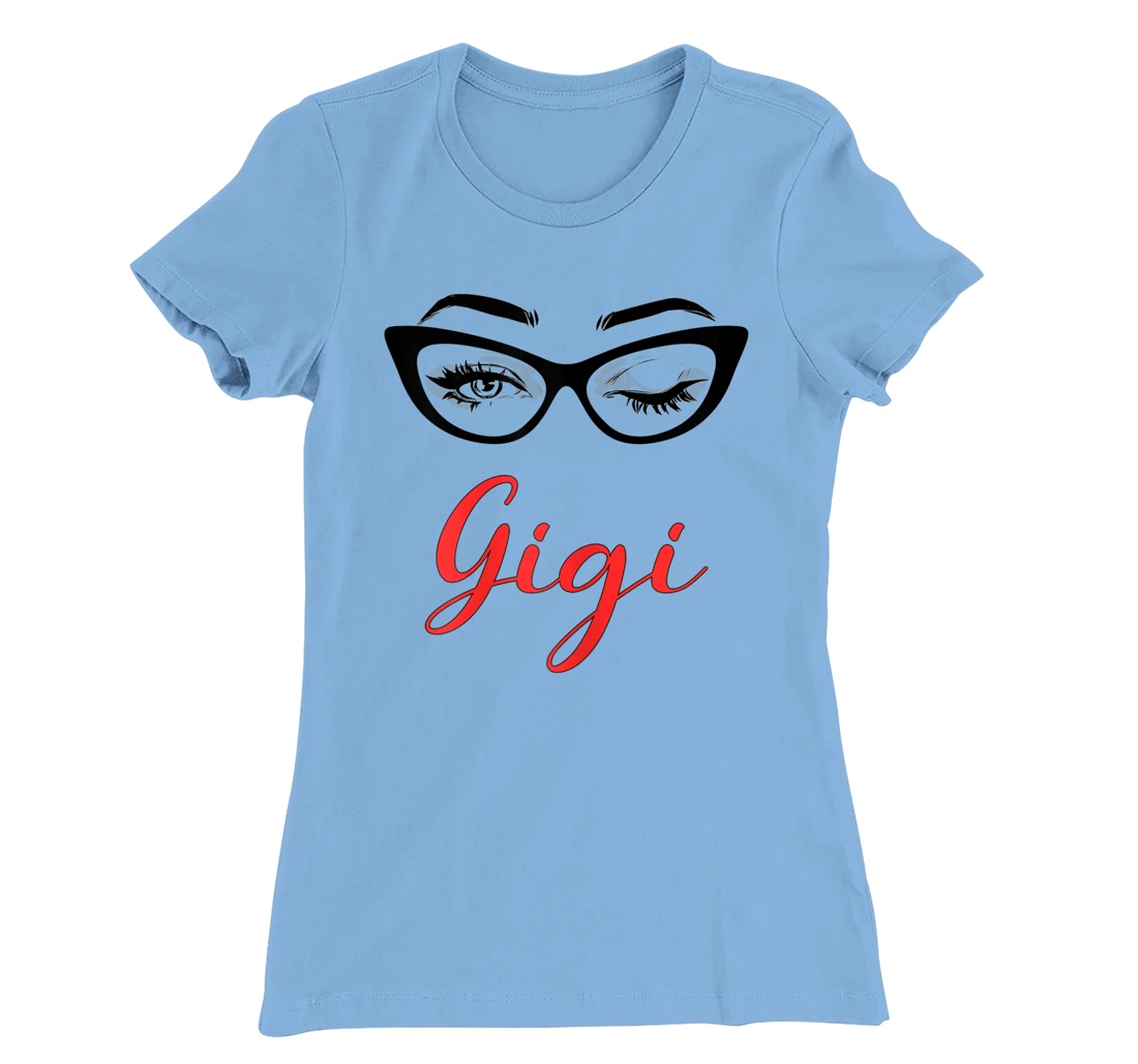 Womens Gigi Eyes Wink Cute Glasses T-Shirt, Women T-Shirt