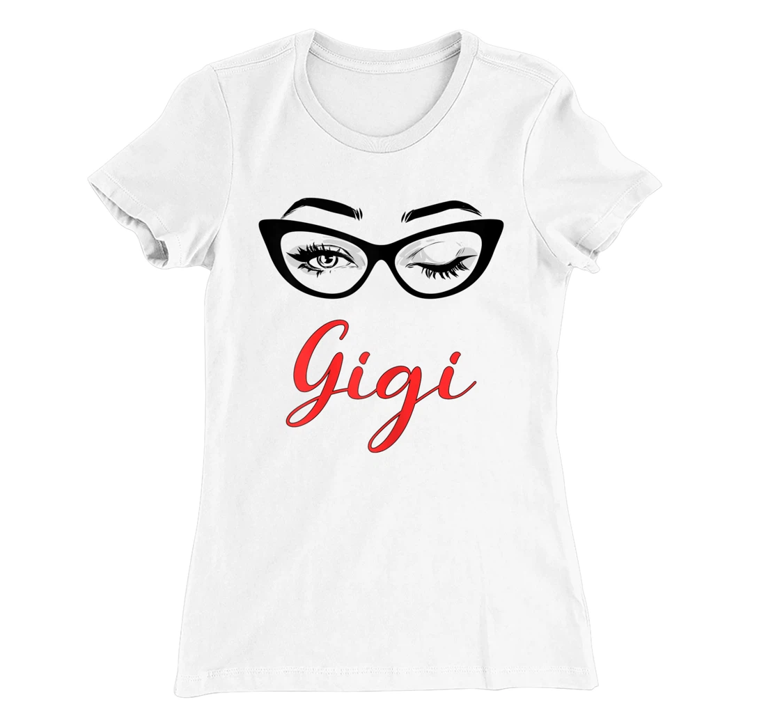 Womens Gigi Eyes Wink Cute Glasses T-Shirt, Women T-Shirt