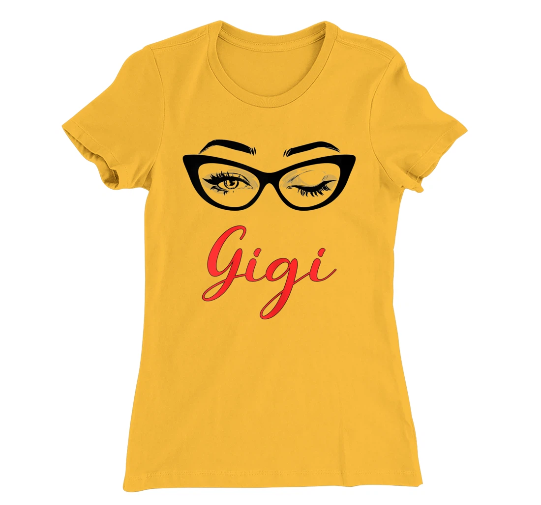 Womens Gigi Eyes Wink Cute Glasses T-Shirt, Women T-Shirt