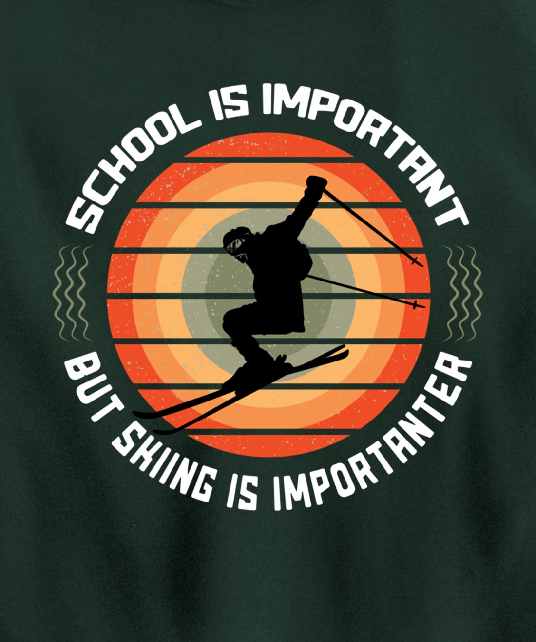 School Is Important But Skiing Is Importanter Funny Skiing Pullover Hoodie
