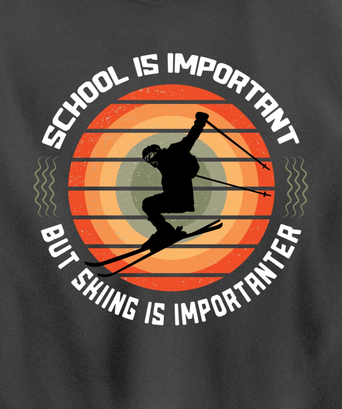 School Is Important But Skiing Is Importanter Funny Skiing Pullover Hoodie