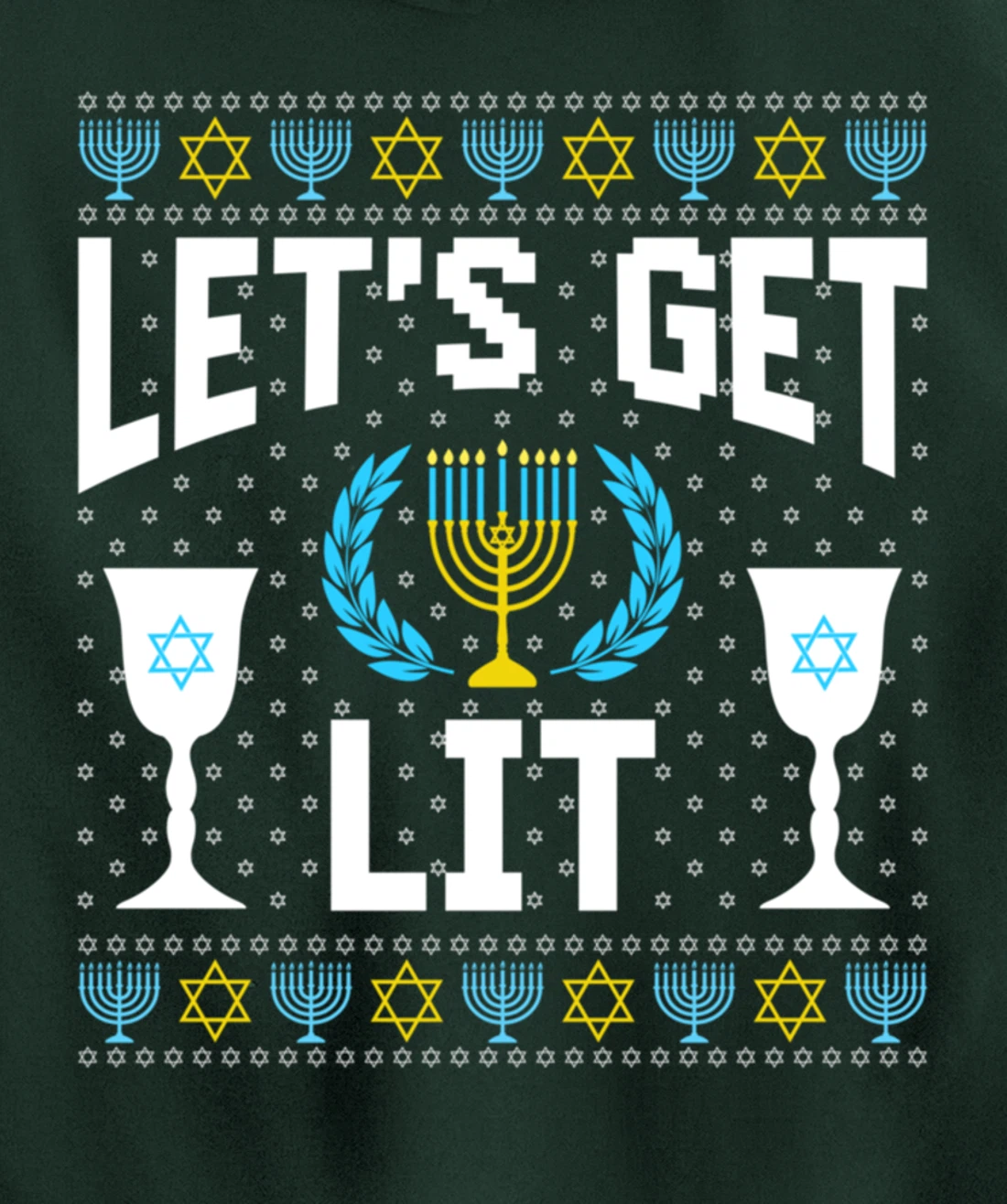 Let's Get Lit Hanukkah Jew Menorah Jewish Chanukkah Pullover Hoodie