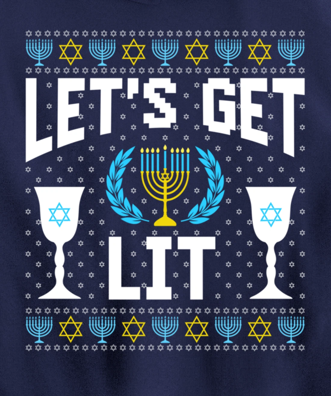 Let's Get Lit Hanukkah Jew Menorah Jewish Chanukkah Pullover Hoodie