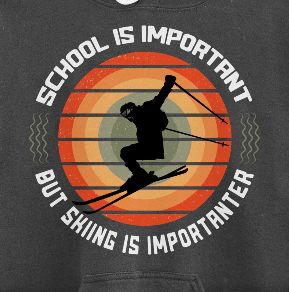 School Is Important But Skiing Is Importanter Funny Skiing Pullover Hoodie