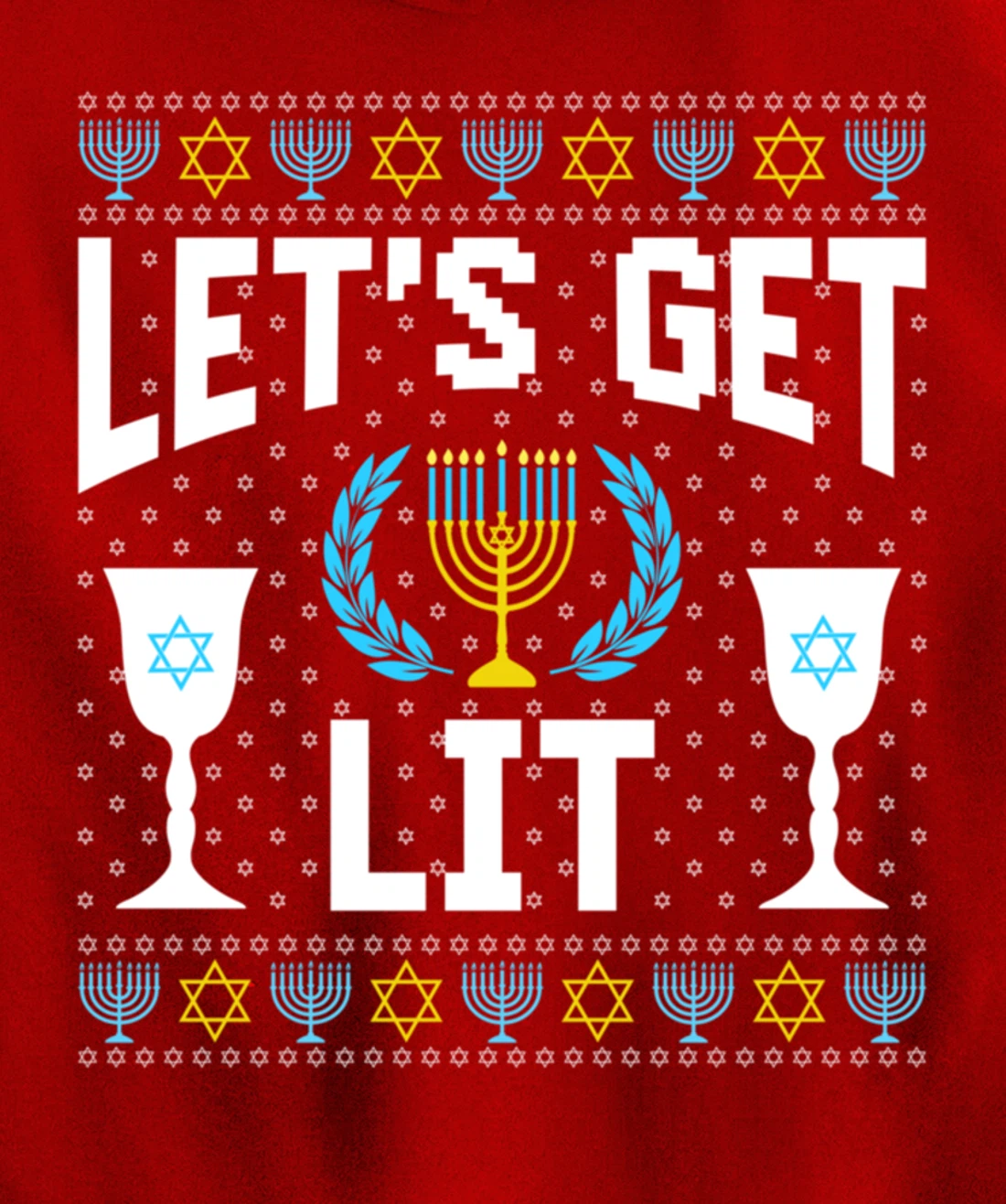Let's Get Lit Hanukkah Jew Menorah Jewish Chanukkah Pullover Hoodie