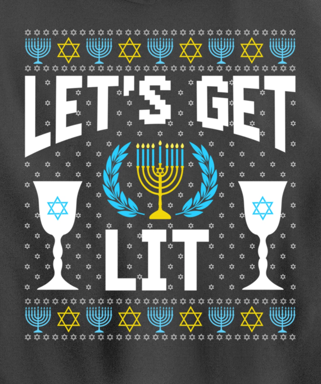 Let's Get Lit Hanukkah Jew Menorah Jewish Chanukkah Pullover Hoodie