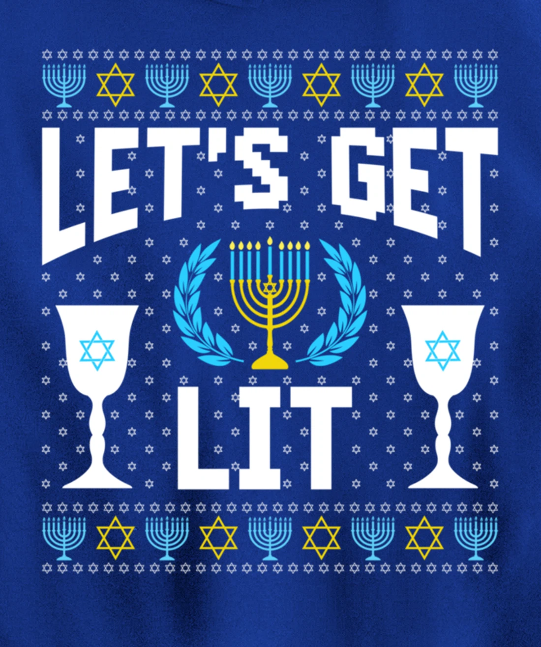 Let's Get Lit Hanukkah Jew Menorah Jewish Chanukkah Pullover Hoodie
