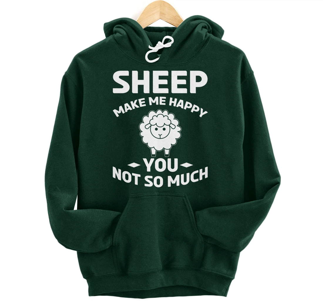 Farm Animals Sheep Make Me Happy Pullover Hoodie