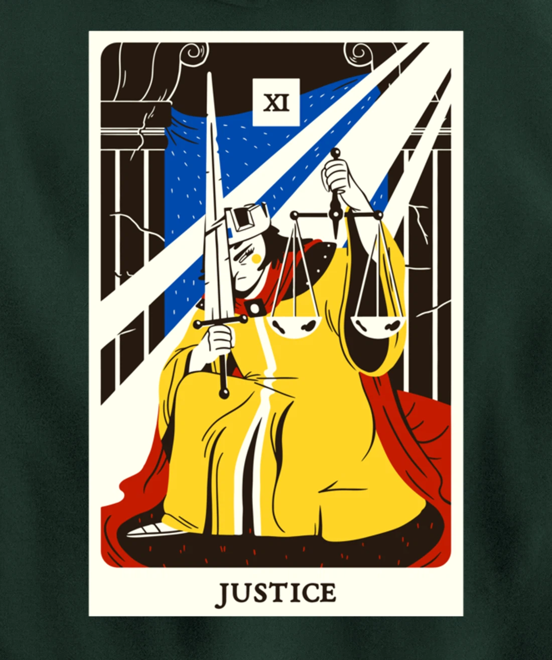 Justice Tarot Card Occult Beliefs Divination Magic Pullover Hoodie